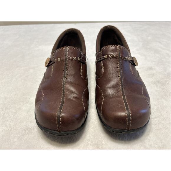 Clarks Unstructured Women's Shoes 8.5 M Loop Brown Leather Slip-On Loafers - Picture 2 of 8